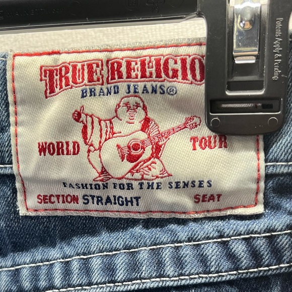 True Religion Flap Pocket Straight Jeans Womens 28 Blue Denim Stretch 2509 - Picture 9 of 11
